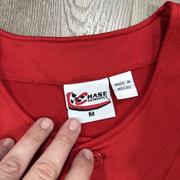 Dale Earnhardt Jr Budweiser Chase Authentics Baseball Jersey Red Men’s Medium - Picture 5 of 8